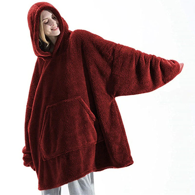 Hoodie Blanket. Super Comfortable Loose Double-Sided Fleece Thicker Wearable Blanket