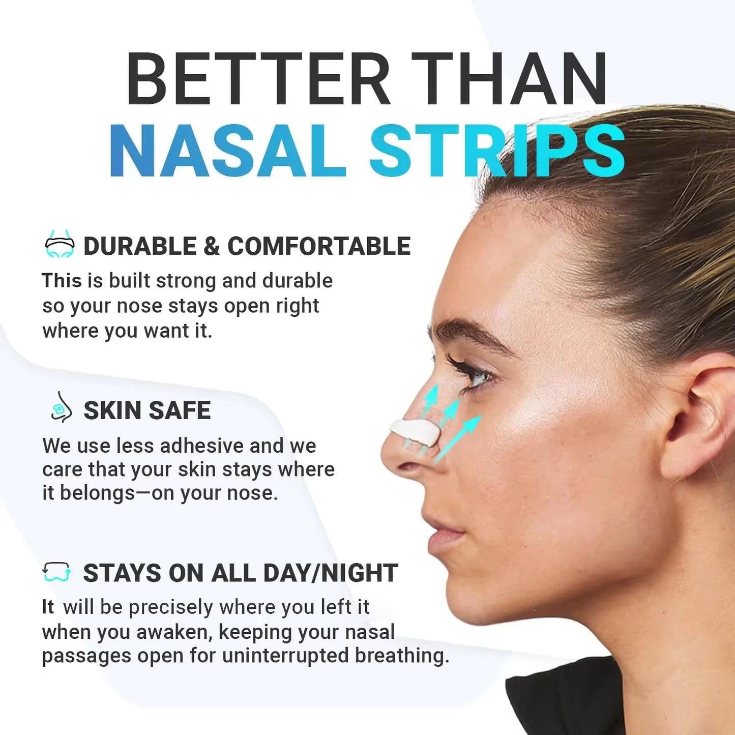 Magnetic Nasal Strips. Better Breathing, Better Feeling, Better Sleeping, Better Performance. Reduces Snoring