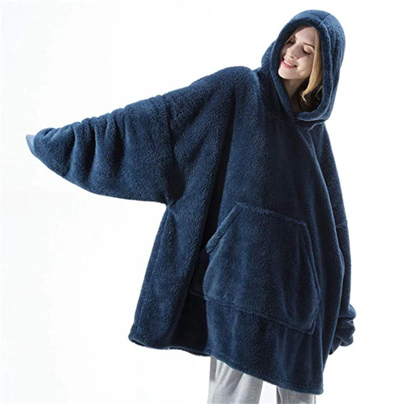 Hoodie Blanket. Super Comfortable Loose Double-Sided Fleece Thicker Wearable Blanket