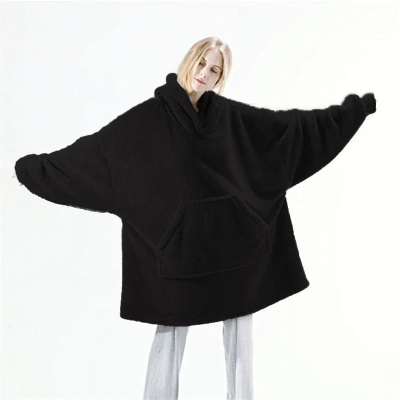 Hoodie Blanket. Super Comfortable Loose Double-Sided Fleece Thicker Wearable Blanket